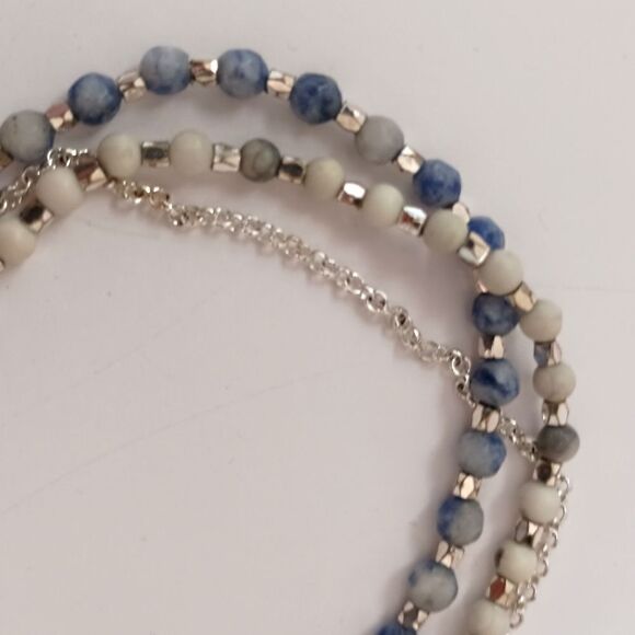 Beaded Elephant Charm Bracelet Multi Strand Blues Silver Tone Dainty Good Luck. - Picture 5 of 16